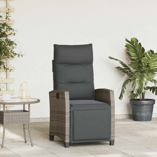 Reclining Garden Chair With Side Table Poly Rattan