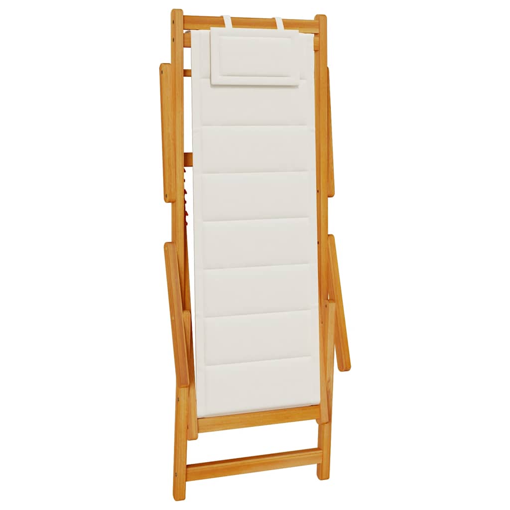 Folding Beach Chair With Armrests Acacia Wood & Textilene