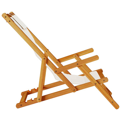 Folding Beach Chair With Armrests Acacia Wood & Textilene