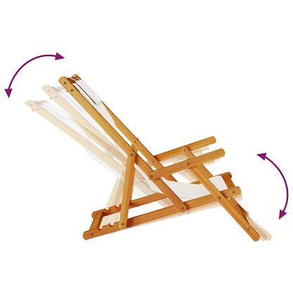 Folding Beach Chair With Armrests Acacia Wood & Textilene