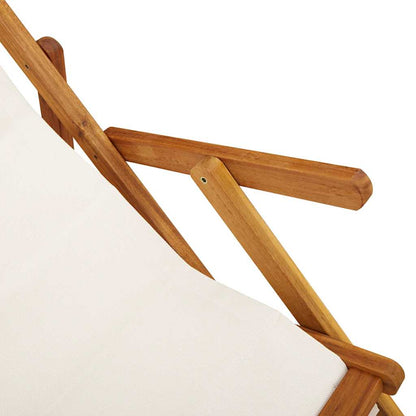 Folding Beach Chair With Armrests Acacia Wood & Textilene