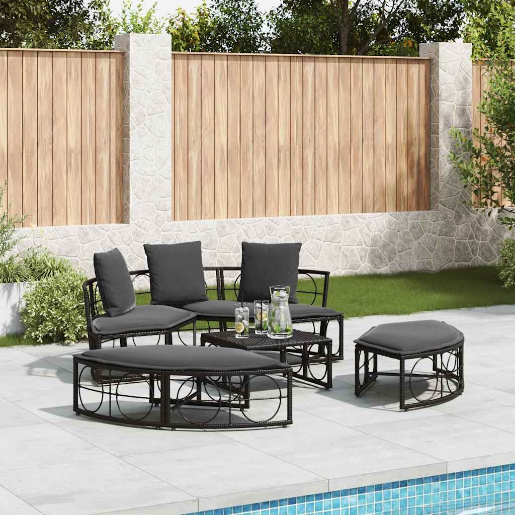 Outdoor Lounge Bed Without Canopy Poly Rattan