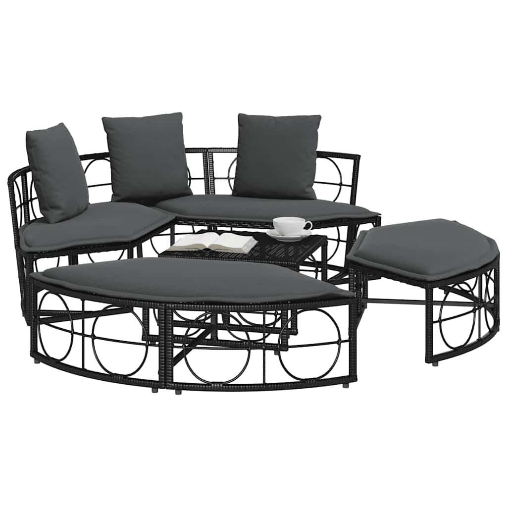 Outdoor Lounge Bed Without Canopy Poly Rattan