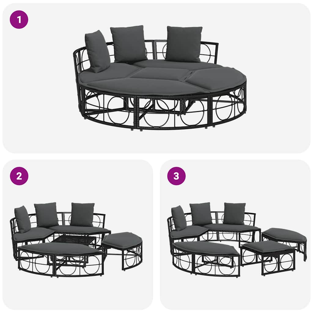 Outdoor Lounge Bed Without Canopy Poly Rattan