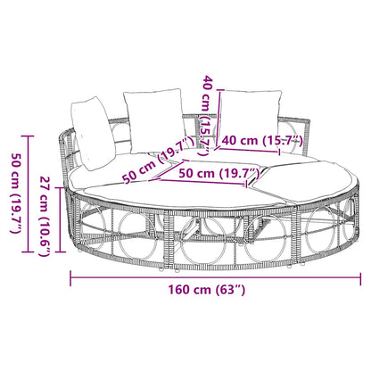 Outdoor Lounge Bed Without Canopy Poly Rattan