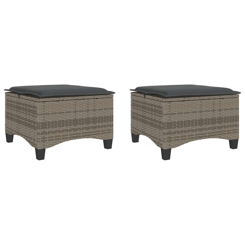 Garden Stools With Cushions 2 Pcs 55X55X36 Cm Poly Rattan