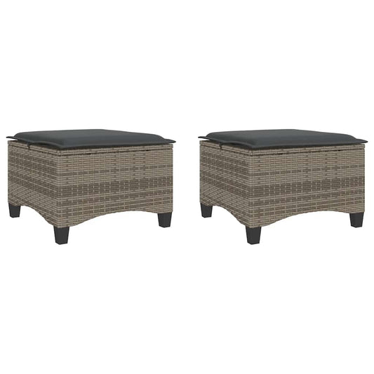 Garden Stools With Cushions 2 Pcs 55X55X36 Cm Poly Rattan