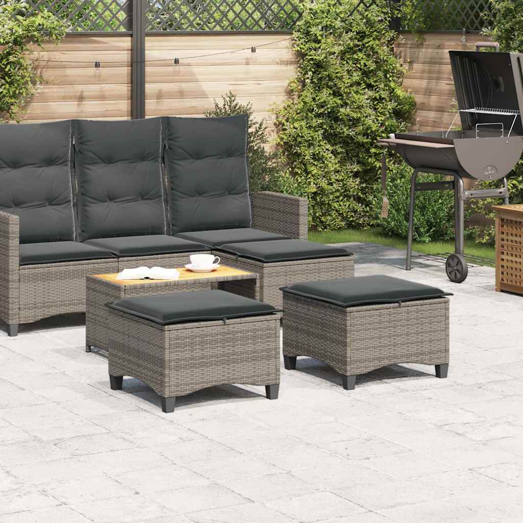 Garden Stools With Cushions 2 Pcs 55X55X36 Cm Poly Rattan