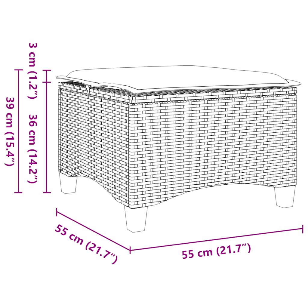 Garden Stools With Cushions 2 Pcs 55X55X36 Cm Poly Rattan