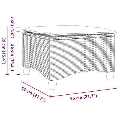Garden Stools With Cushions 2 Pcs 55X55X36 Cm Poly Rattan