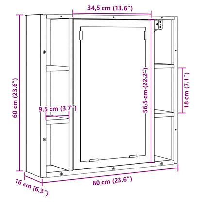 Bathroom Mirror Cabinet 60X16X60 Cm Engineered Wood