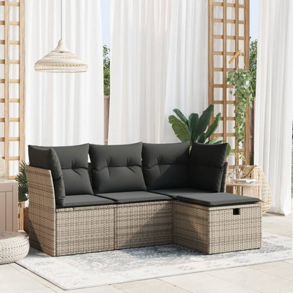 4 Piece Garden Sofa Set With Cushions Poly Rattan