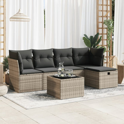 5 Piece Garden Sofa Set With Cushions Poly Rattan