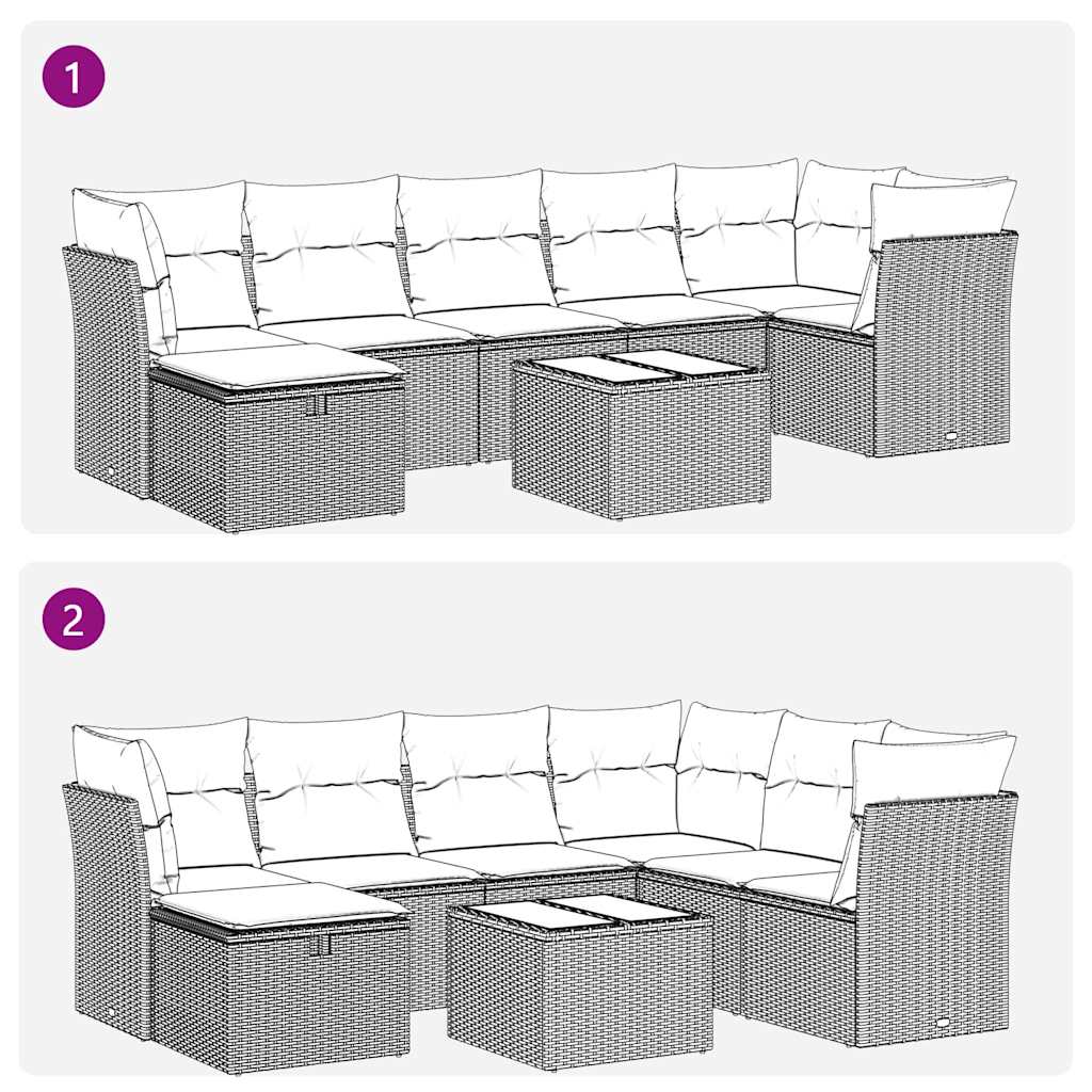 8 Piece Garden Sofa Set With Cushions Poly Rattan