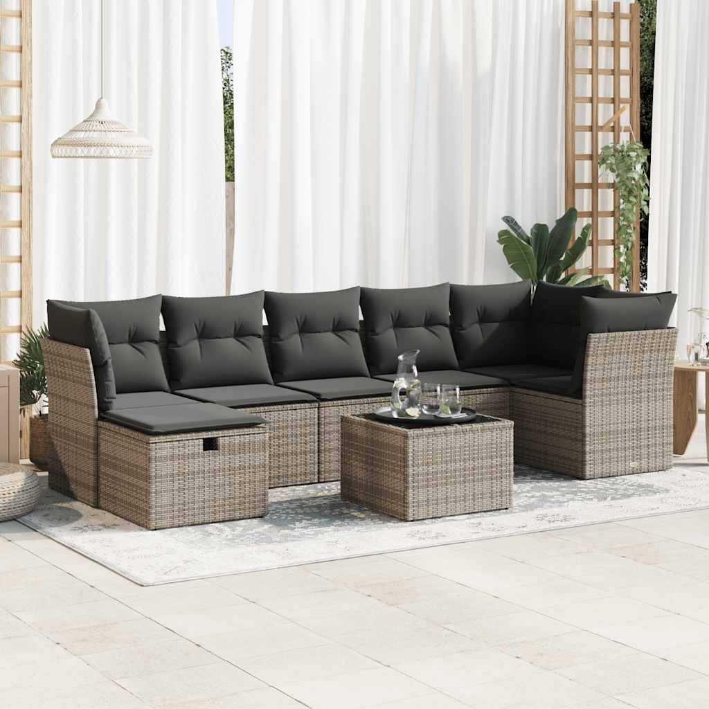 8 Piece Garden Sofa Set With Cushions Poly Rattan