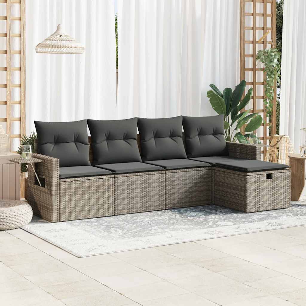 6 Piece Garden Sofa Set With Cushions Poly Rattan