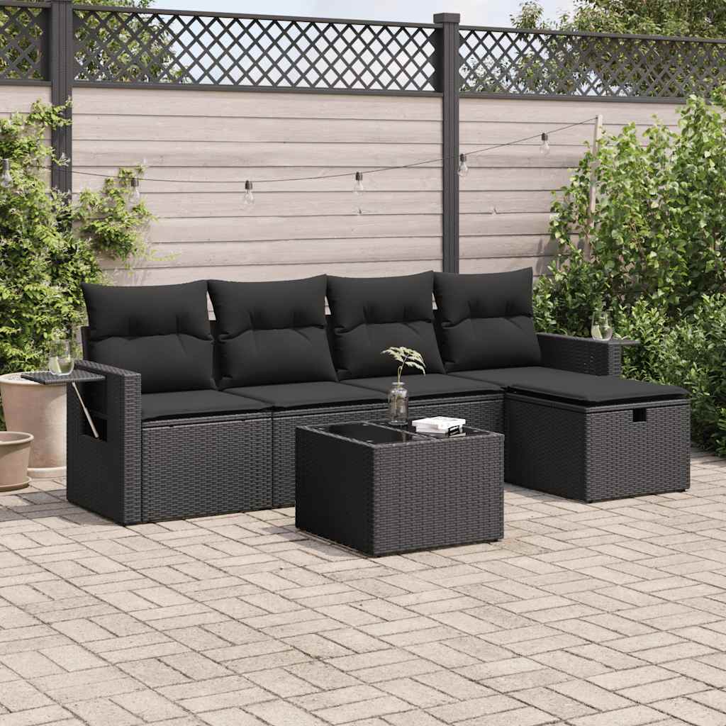 6 Piece Garden Sofa Set With Cushions Poly Rattan