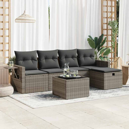 6 Piece Garden Sofa Set With Cushions Poly Rattan