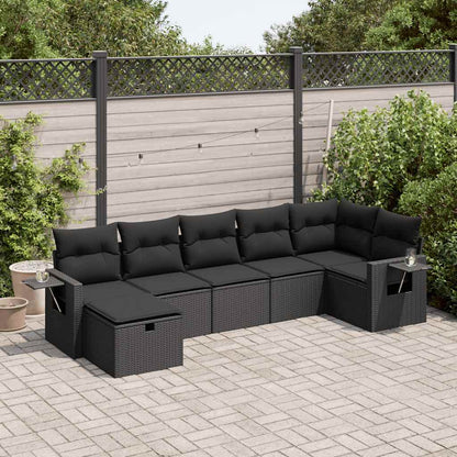 7 Piece Garden Sofa Set With Cushions Poly Rattan