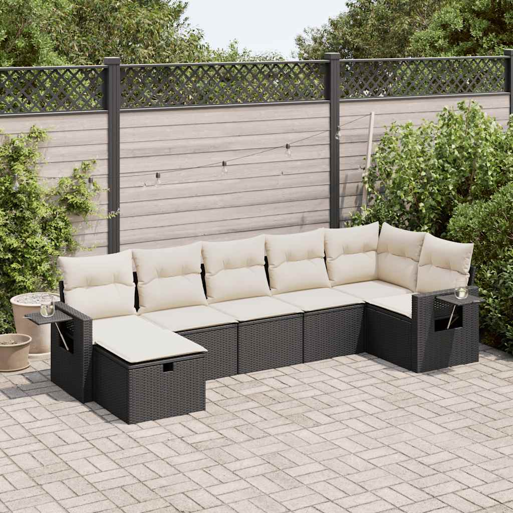 7 Piece Garden Sofa Set With Cushions Poly Rattan