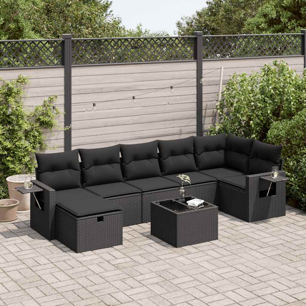 7 Piece Garden Sofa Set With Cushions Poly Rattan