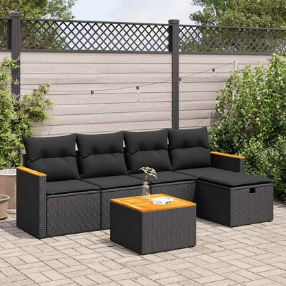 6 Piece Garden Sofa Set With Cushions Poly Rattan