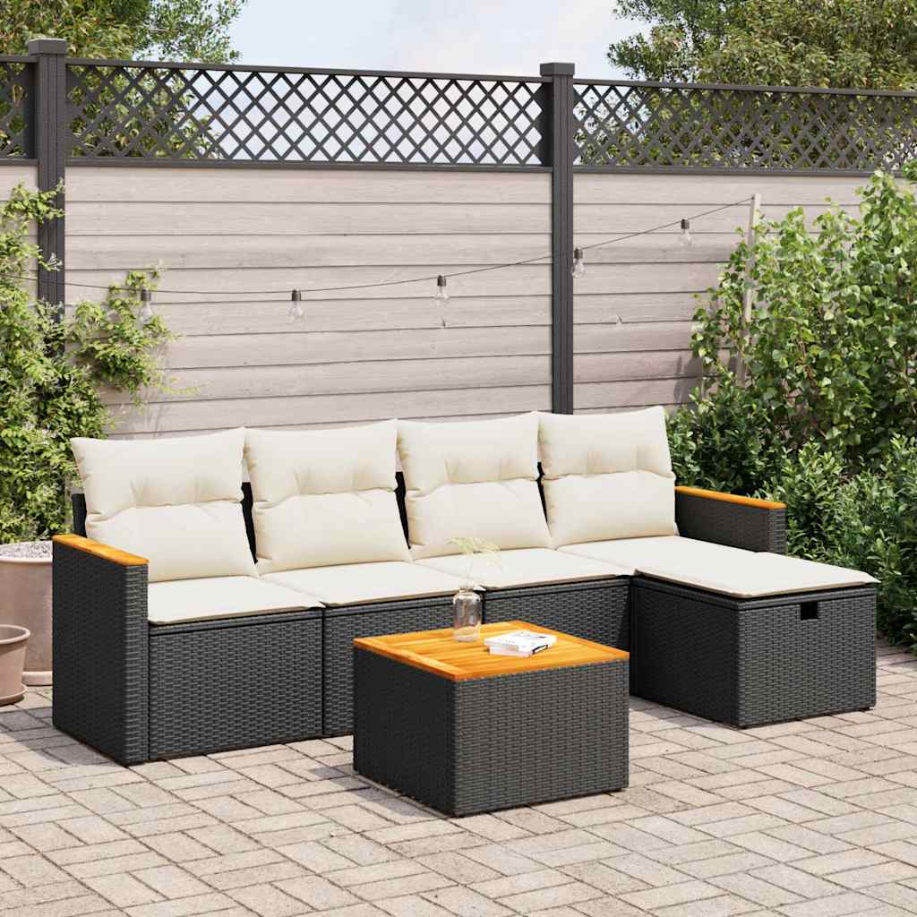 6 Piece Garden Sofa Set With Cushions Poly Rattan