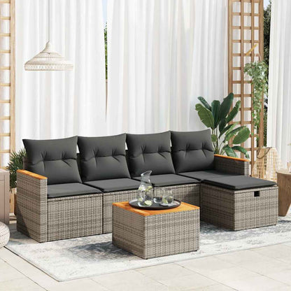 6 Piece Garden Sofa Set With Cushions Poly Rattan