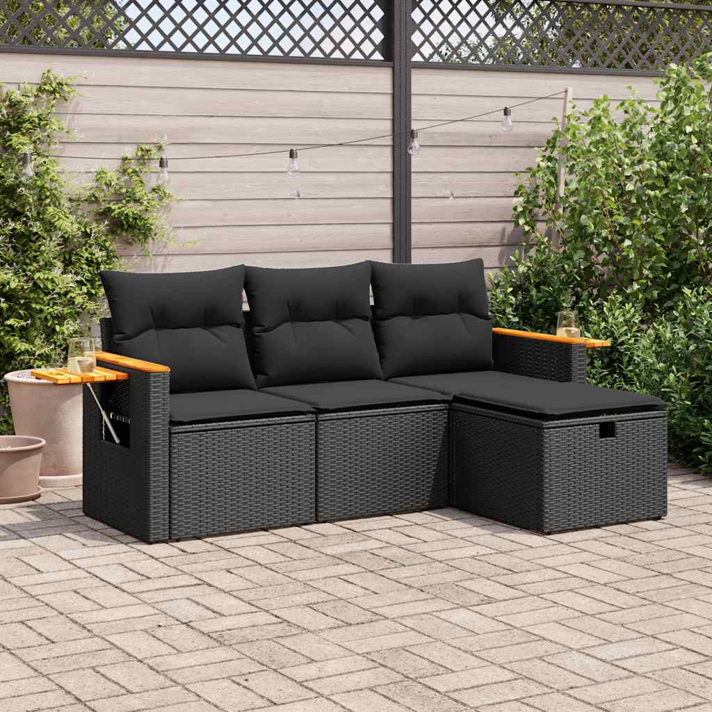 4 Piece Garden Sofa Set With Cushions Poly Rattan