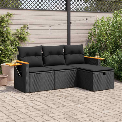 4 Piece Garden Sofa Set With Cushions Poly Rattan
