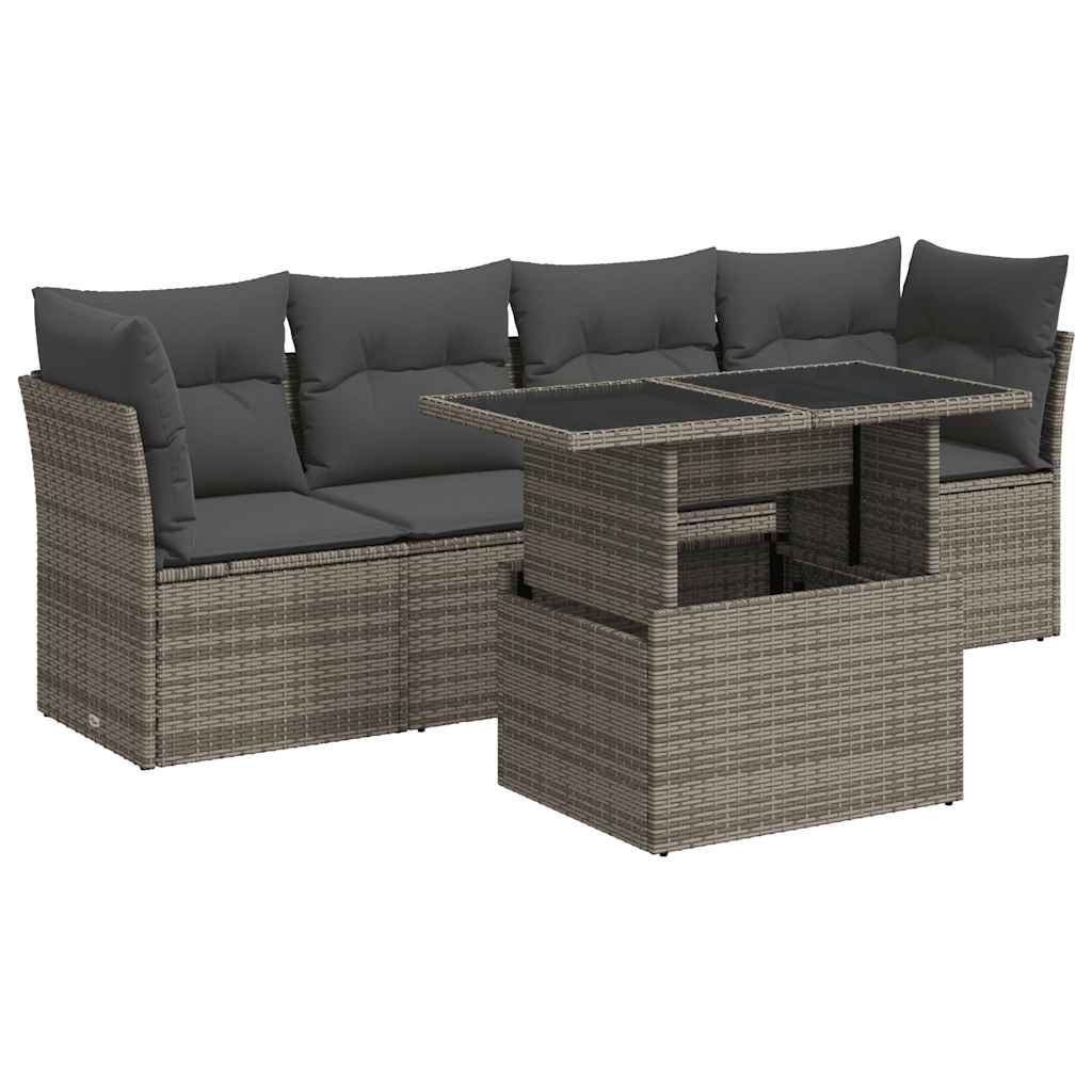5 Piece Garden Sofa Set With Cushions Poly Rattan