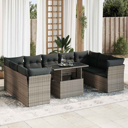 10 Piece Garden Sofa Set With Cushions Poly Rattan