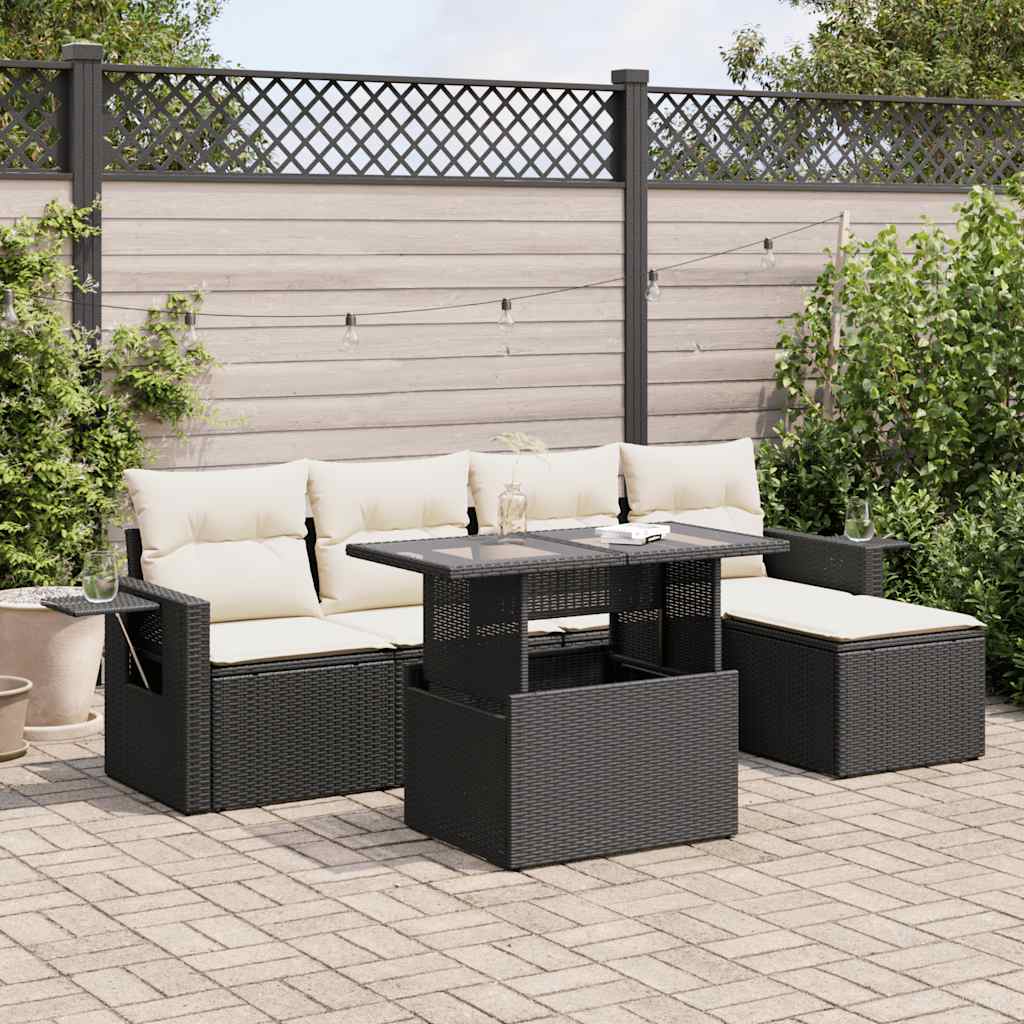 6 Piece Garden Sofa Set With Cushions Poly Rattan