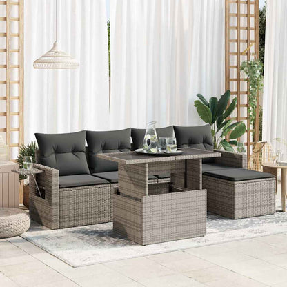 6 Piece Garden Sofa Set With Cushions Poly Rattan