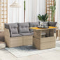 5 Piece Garden Sofa Set With Cushions Poly Rattan