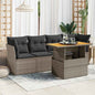 5 Piece Garden Sofa Set With Cushions Poly Rattan