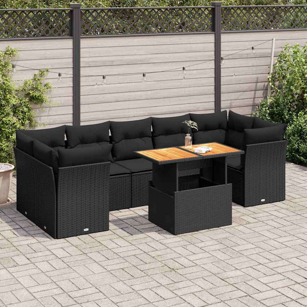 8 Piece Garden Sofa Set With Cushions Grey Poly Rattan