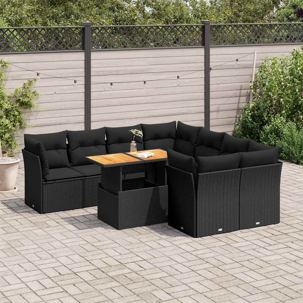 9 Piece Garden Sofa Set With Cushions Grey Poly Rattan