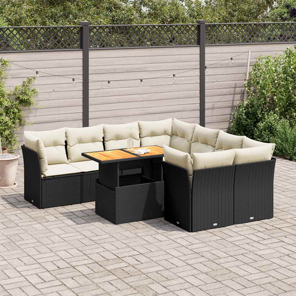 9 Piece Garden Sofa Set With Cushions Grey Poly Rattan