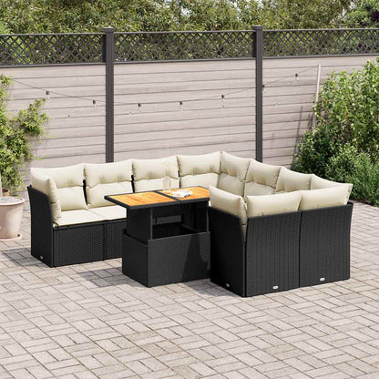 9 Piece Garden Sofa Set With Cushions Grey Poly Rattan