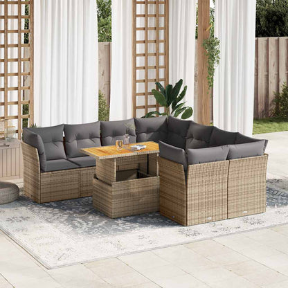9 Piece Garden Sofa Set With Cushions Grey Poly Rattan