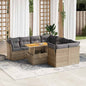 9 Piece Garden Sofa Set With Cushions Grey Poly Rattan