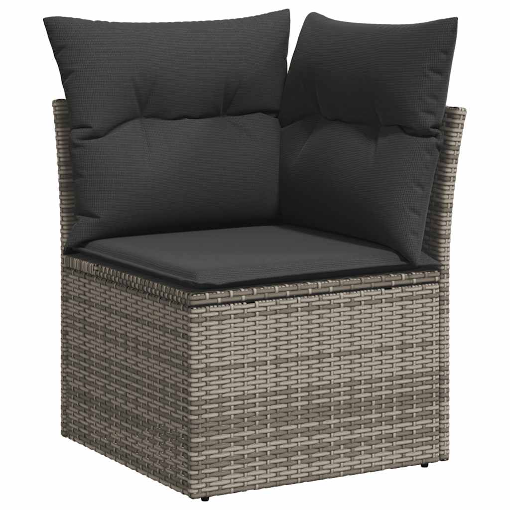 9 Piece Garden Sofa Set With Cushions Grey Poly Rattan