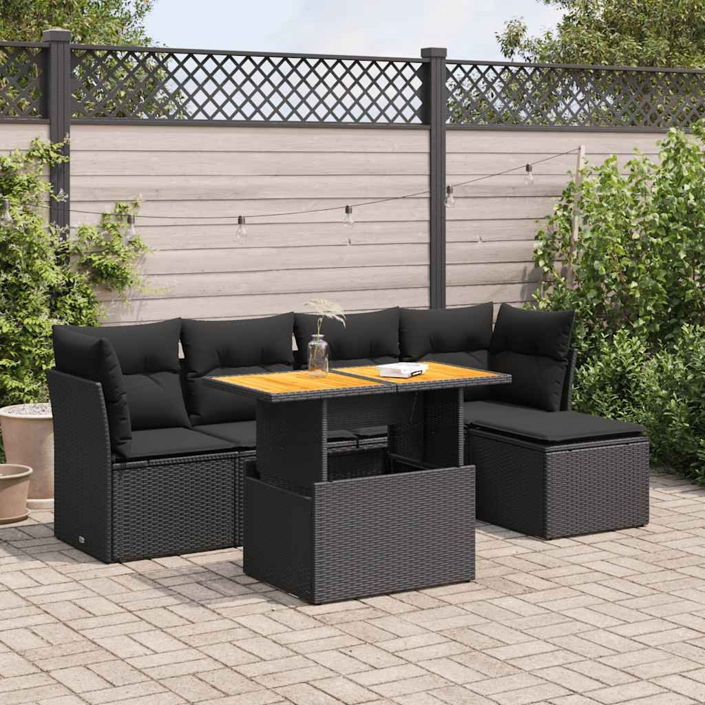 6 Piece Garden Sofa Set With Cushions Poly Rattan