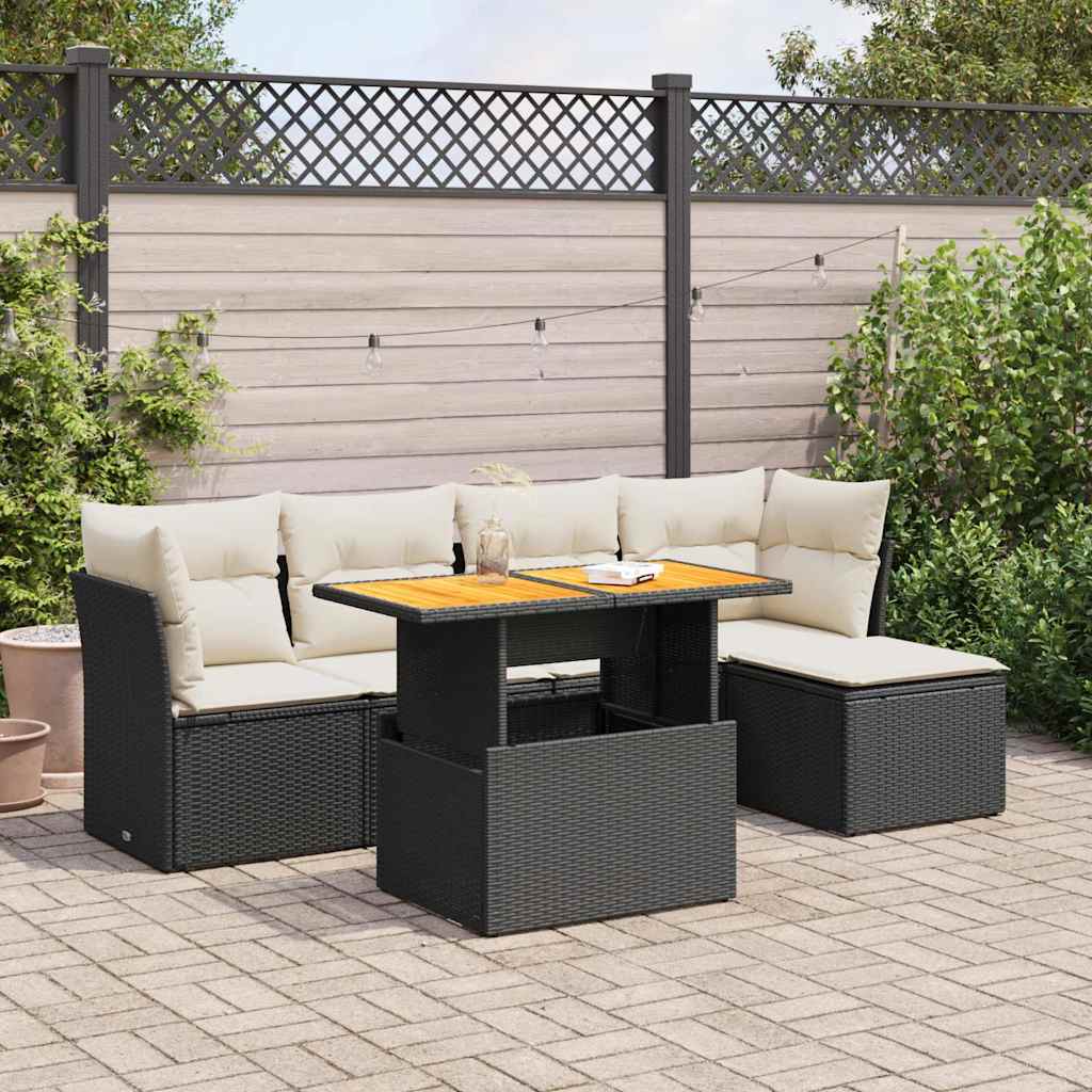 6 Piece Garden Sofa Set With Cushions Poly Rattan