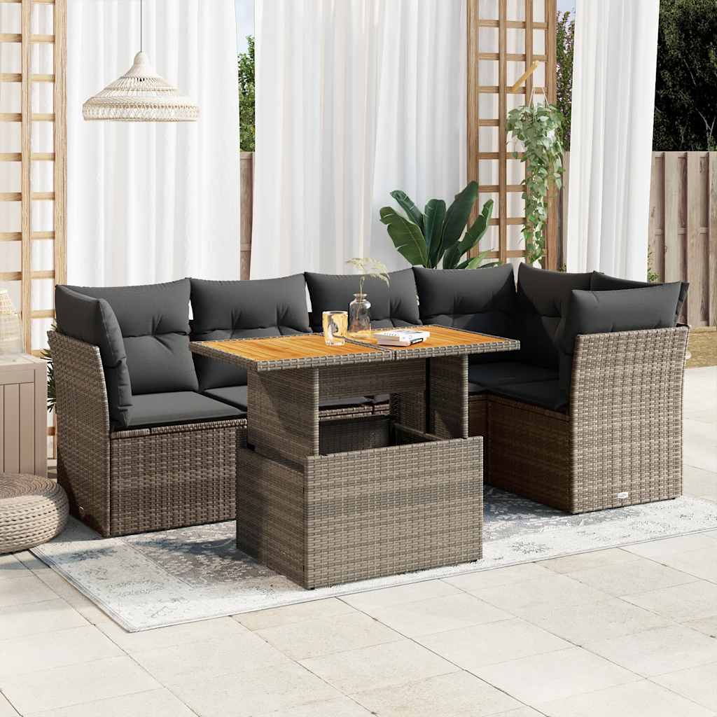 5 Piece Garden Sofa Set With Cushions Grey Poly Rattan
