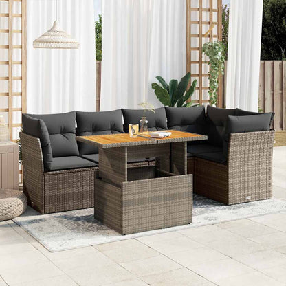 5 Piece Garden Sofa Set With Cushions Grey Poly Rattan
