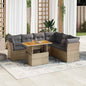 7 Piece Garden Sofa Set With Cushions Grey Poly Rattan