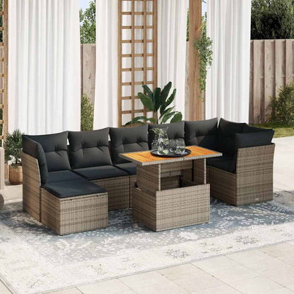 8 Piece Garden Sofa Set With Cushions Grey Poly Rattan