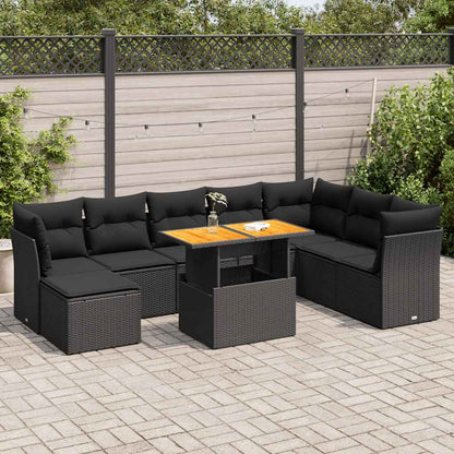 9 Piece Garden Sofa Set With Cushions Poly Rattan